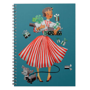 1950 Christmas Vintage Lady  Notebook