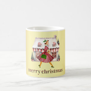 1950 Christmas Vintage Lady Shopping Coffee Mug