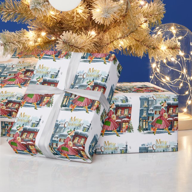 1950 Christmas Vintage Lady  Wrapping Paper (Holidays)