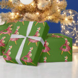 1950 Christmas Vintage Lady   Wrapping Paper<br><div class="desc">Christmas as it looked like in the 1950's with this retro artwork of a lady all dressed up in hat and full skirted dress in glittery red and green.</div>