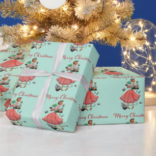 1950 Christmas Vintage Lady  Wrapping Paper