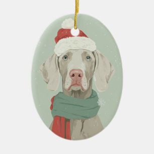 1950 Christmas Weimaraner Ceramic Ornament