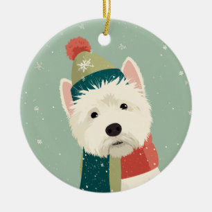 1950 Christmas Westie Ceramic Ornament