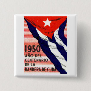 1950 Cuban Flag Poster 15 Cm Square Badge