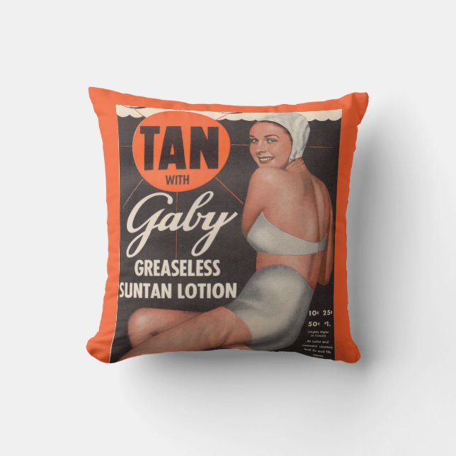 1950 Gaby Suntan Lotion ad Cushion (Front)