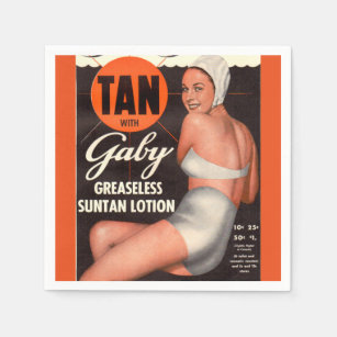1950 Gaby Suntan Lotion ad Napkin