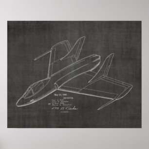 1950 Jet Aeroplane Patent Art Drawing Print