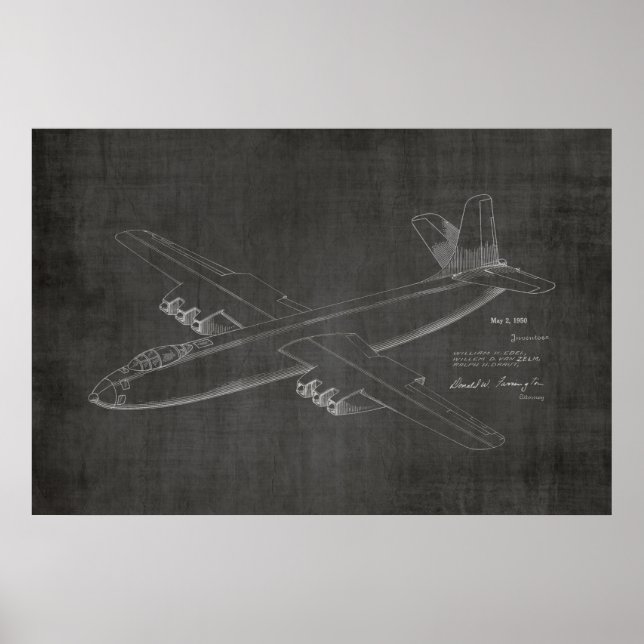 1950 Jet Aeroplane Patent Art Drawing Print (Front)