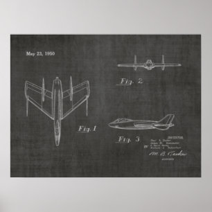 1950 Jet Aeroplane Patent Art Drawing Print