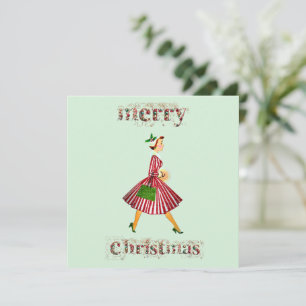 1950 Merry Christmas Vintage lady Card