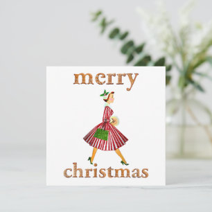 1950 Merry Christmas Vintage lady Card
