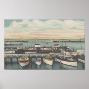1950 Ocean City, MD Charter Fishing Boat Dock Poster