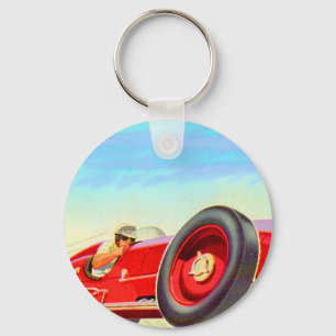 1950 red racing car key ring