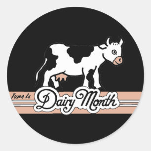1950 Retro Dairy Month Cow Classic Round Sticker