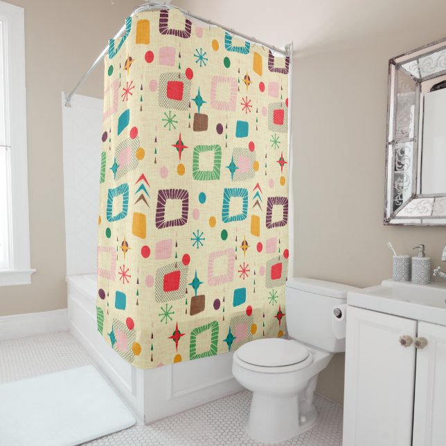 1950´s Atomic Pattern Shower Curtain (In Situ)