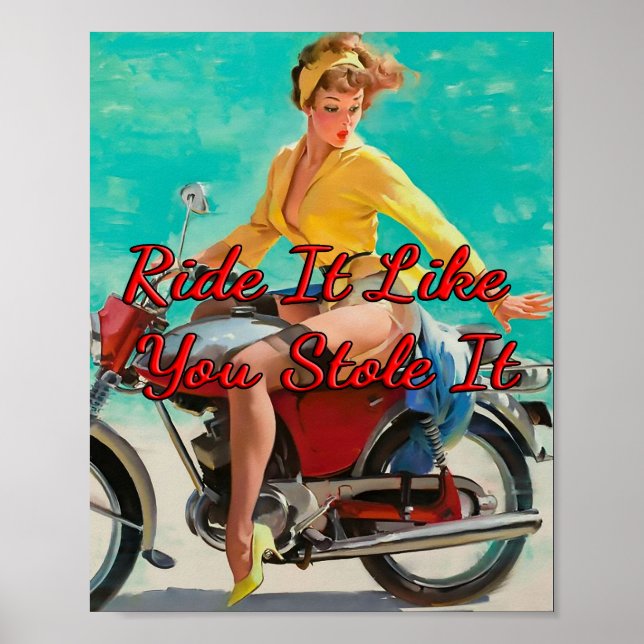 1950’s Motorcycle Girl by Gil Elvgren Poster (Front)