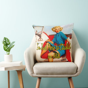 1950’s Woman in White Car by Gil Elvgren  Cushion