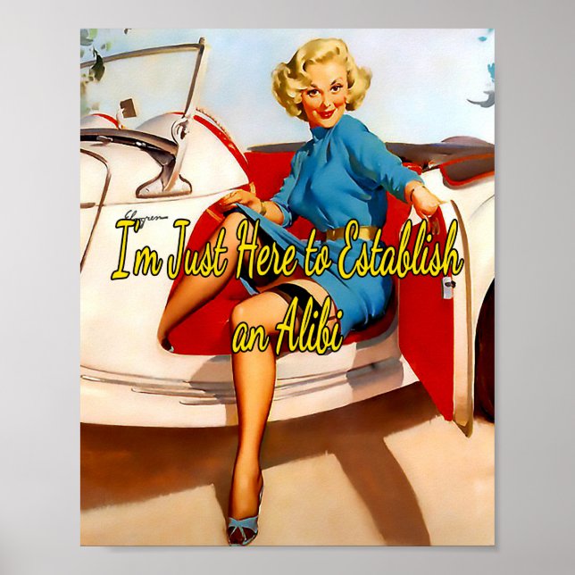 1950’s Woman in White Car by Gil Elvgren   Poster (Front)