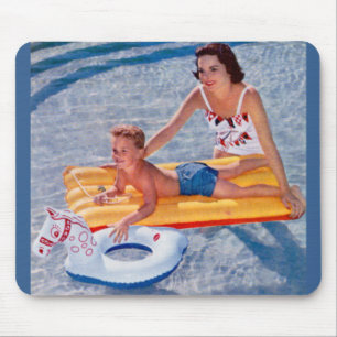 1950 summer in the pool mouse pad