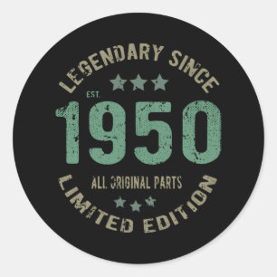 1950 Vintage Birthday Classic Round Sticker