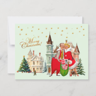 1950 Vintage Christmas Couple Merry Christmas Postcard