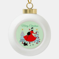 1950 Vintage Christmas Lady with Scottish Terrior