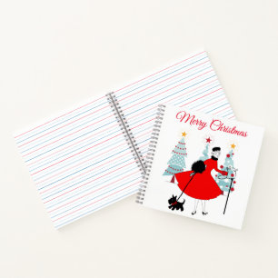 1950 Vintage Christmas Lady with Scottish Terrior Notebook