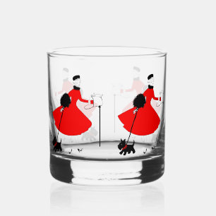 1950 Vintage Christmas Lady with Scottish Terrior Whiskey Glass