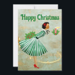 1950 Vintage Christmas woman Holiday Card<br><div class="desc">Christmas as it looked like in the 1950's with this retro artwork of a lady all dressed up in a full skirted dress in red and green.</div>