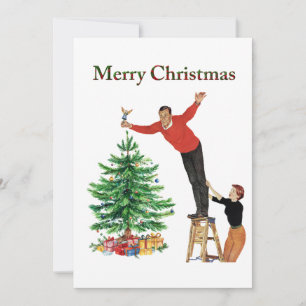 1950 Vintage Couple Merry Christmas Holiday Card