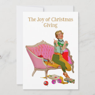 1950 Vintage Lady Christmas Greetings Holiday Card