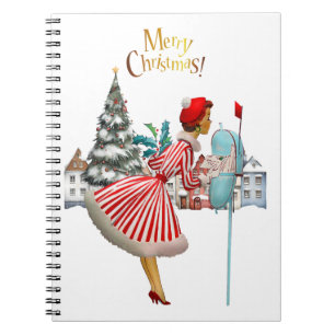 1950 Vintage Lady Posting Christmas Greetings Notebook