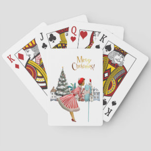 1950 Vintage Lady Posting Christmas Greetings Playing Cards
