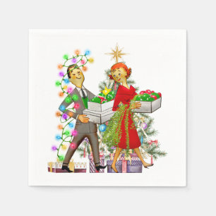 1950 Vintage Man and Woman Couple Napkin