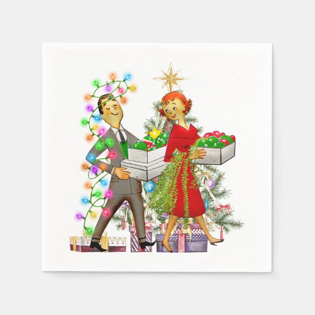 1950 Vintage Man and Woman Couple Napkin (Front)