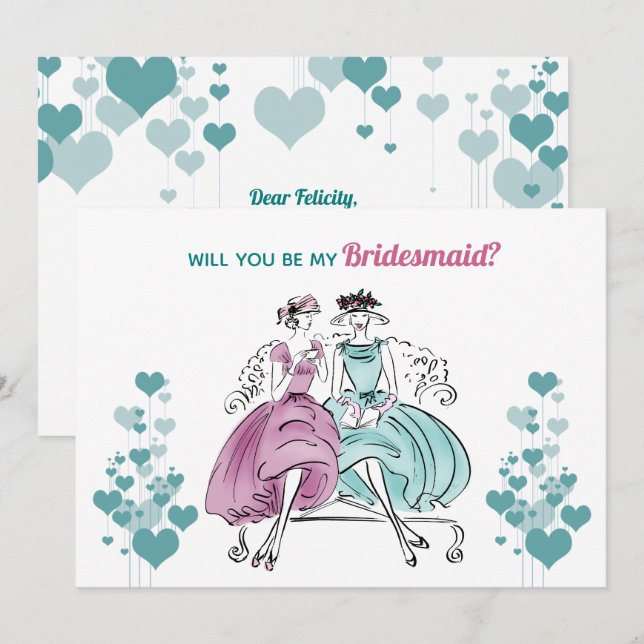 1950 Vintage Wedding Bridesmaid Invitation (Front/Back)