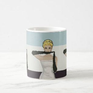 1950 vintage woman with evening gloves coffee mug