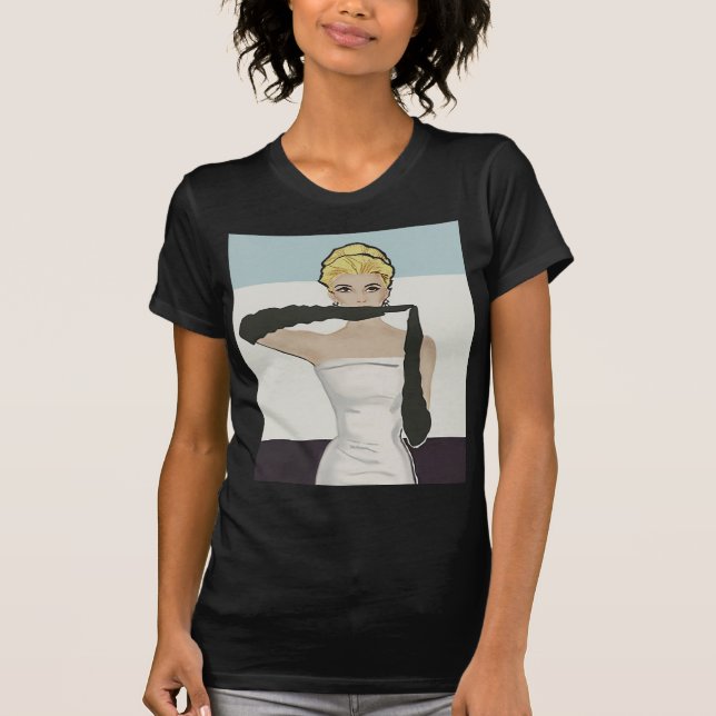 1950 vintage woman with evening gloves  T-Shirt (Front)