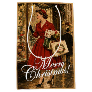 1950 Woman is doing her Christmas shopping Medium Gift Bag