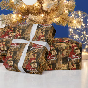 1950 Woman is doing her Christmas shopping Wrapping Paper