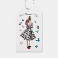 1950 Woman with Butterflies Christmas Greeting