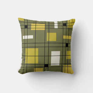 1950's Abstract Art Avocado Green Cushion