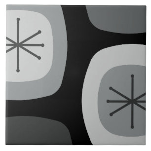 1950s Abstract Art Dark Grey Ceramic Tile