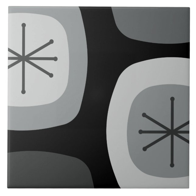 1950s Abstract Art Dark Grey Ceramic Tile (Front)