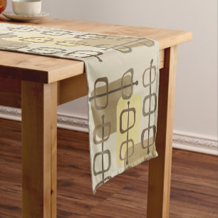 1950s Abstract Art Hollow Rocks Beige Short Table Runner