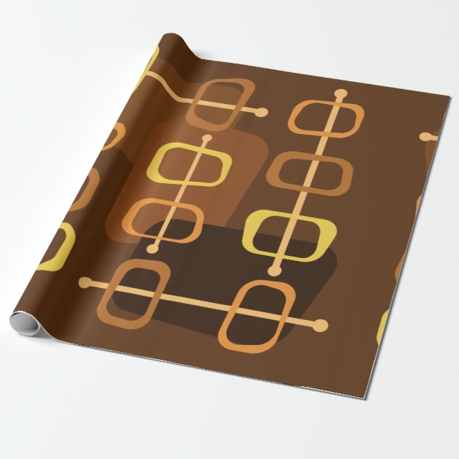 1950s Abstract Art Hollow Rocks Brown Wrapping Paper (Unrolled)