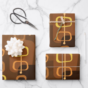 1950s Abstract Art Hollow Rocks Brown Wrapping Paper Sheet