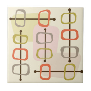 1950s Abstract Art Hollow Rocks Chartreuse Green Ceramic Tile