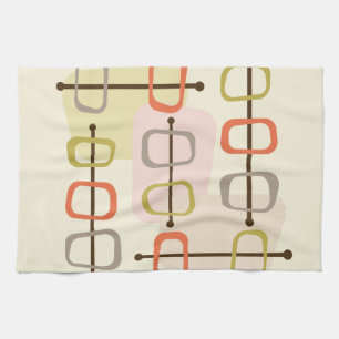 1950s Abstract Art Hollow Rocks Chartreuse Green Tea Towel