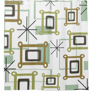 1950s Abstract Pop Art Shower Curtain